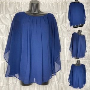 Sophie Max Layered Chiffon Top in Royal Blue S